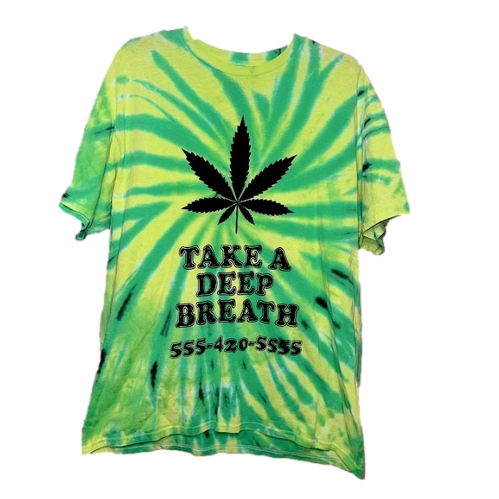 Tye-Dye Light and Dark Green Marijuana T-Shirt